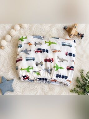 Pottery Barn Kids Twin Fitted Sheet Transportation Airplanes Cars Trucks